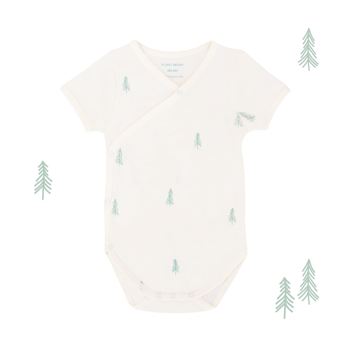 Baby Organic Kimono Romper in Pine Tree Print by Le Petit Society — image 2