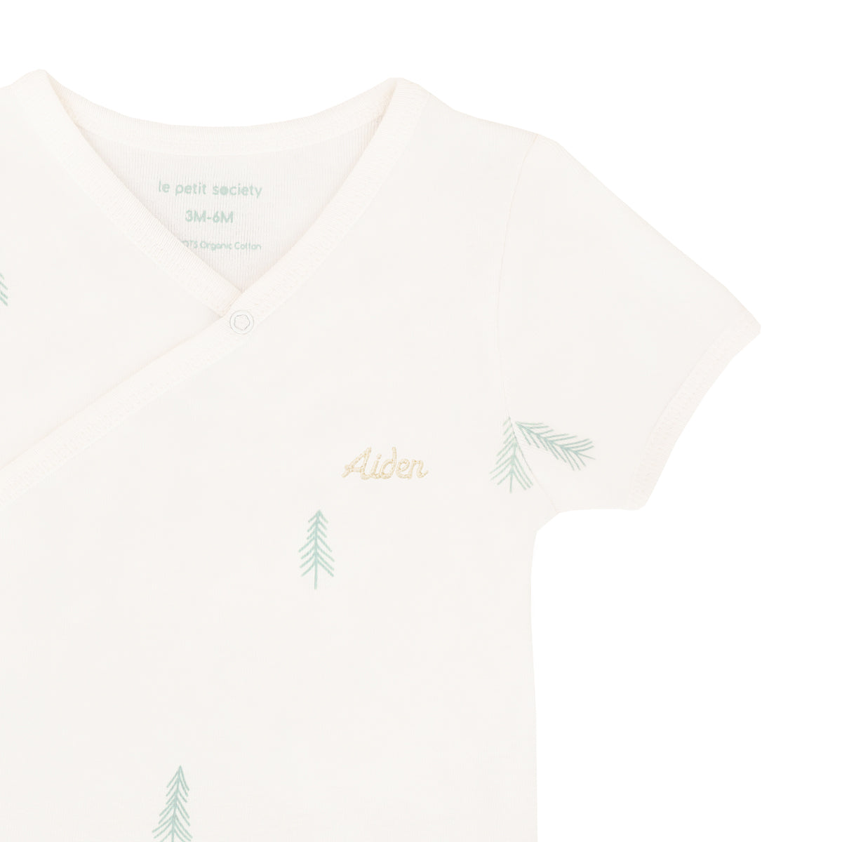 Baby Organic Kimono Romper in Pine Tree Print by Le Petit Society — image 3