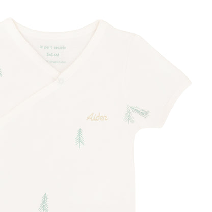 Baby Organic Kimono Romper in Pine Tree Print by Le Petit Society — image 3