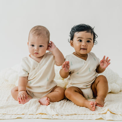 Baby Organic Kimono Romper in Pine Tree Print by Le Petit Society — image 8