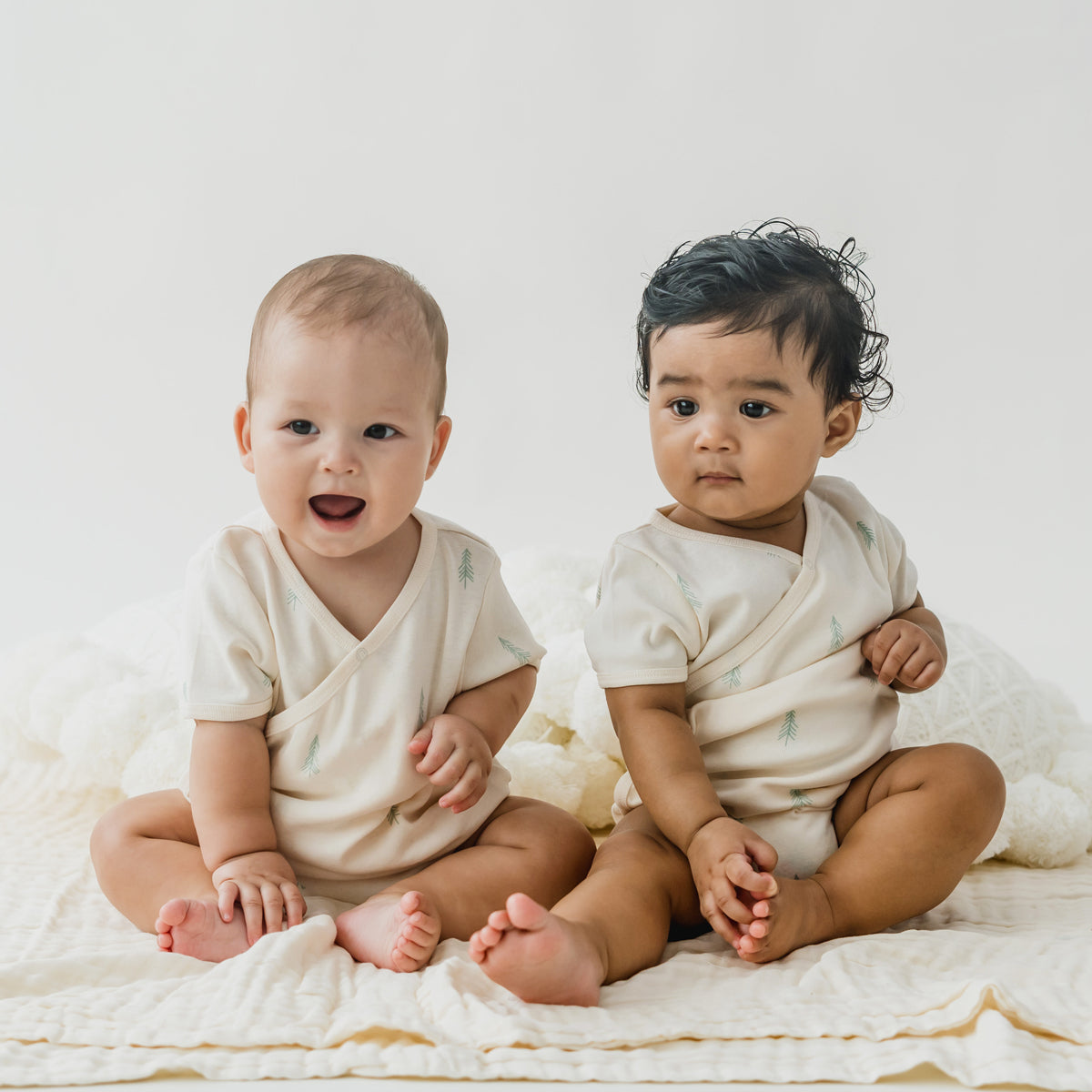 Baby Organic Kimono Romper in Pine Tree Print by Le Petit Society — image 9
