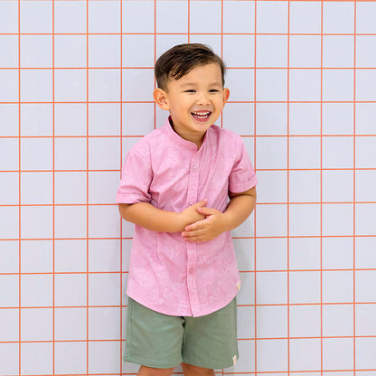 Heritage Series - Boys Shirt in Pink Orchid Print by Le Petit Society — image 7