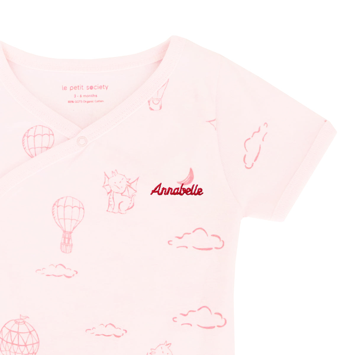 Baby Organic Kimono Romper in Dreamy Dragon - Pink by Le Petit Society — image 2