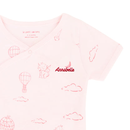 Baby Organic Kimono Romper in Dreamy Dragon - Pink by Le Petit Society — image 2