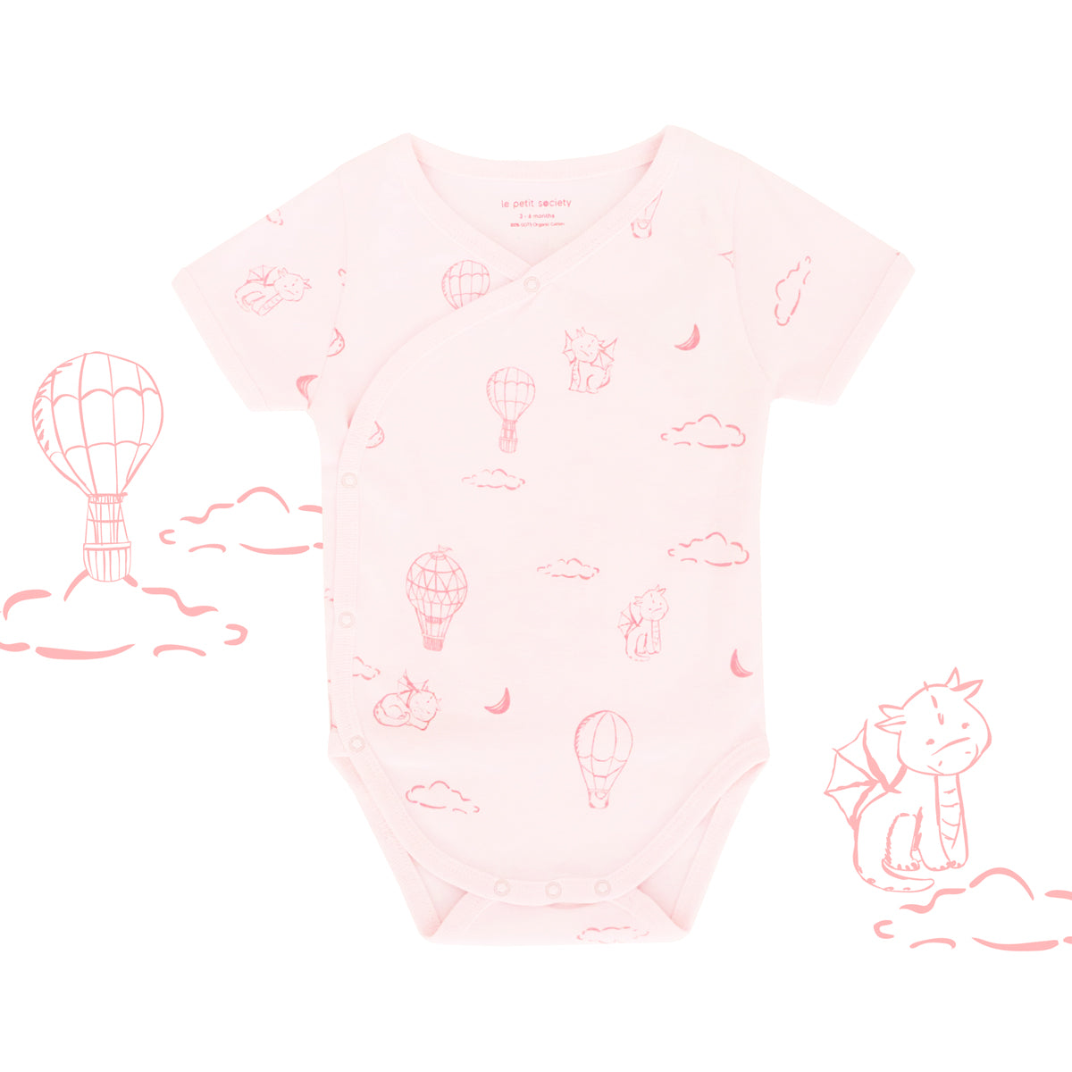 Baby Organic Kimono Romper in Dreamy Dragon - Pink by Le Petit Society — image 9