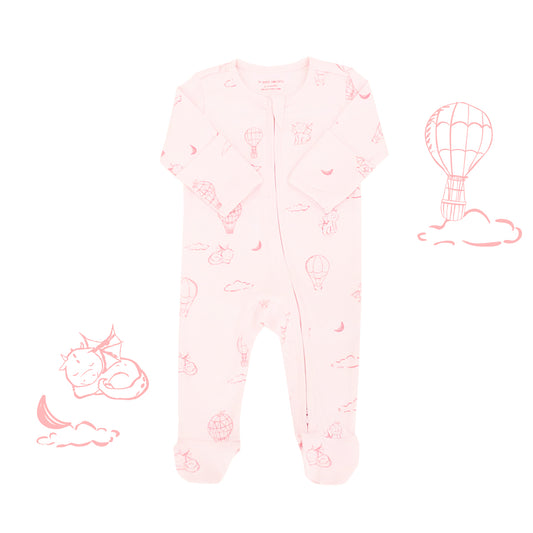 Baby Organic Sleepsuit in Dreamy Dragon - Pink by Le Petit Society