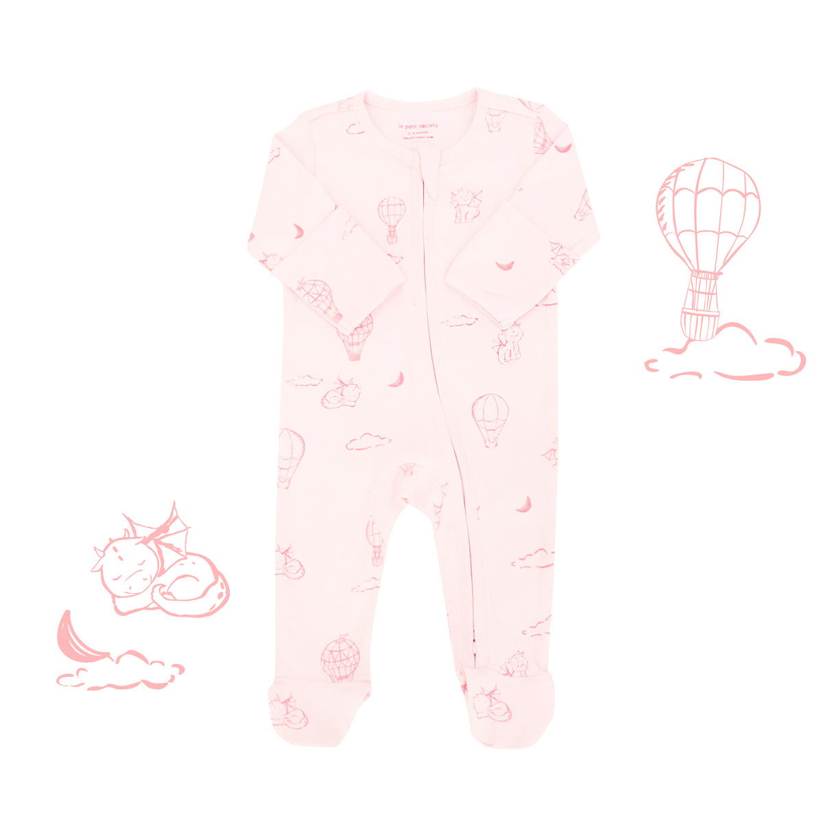 Baby Organic Sleepsuit in Dreamy Dragon - Pink by Le Petit Society — image 8