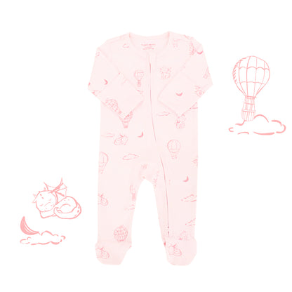 Baby Organic Sleepsuit in Dreamy Dragon - Pink by Le Petit Society — image 11