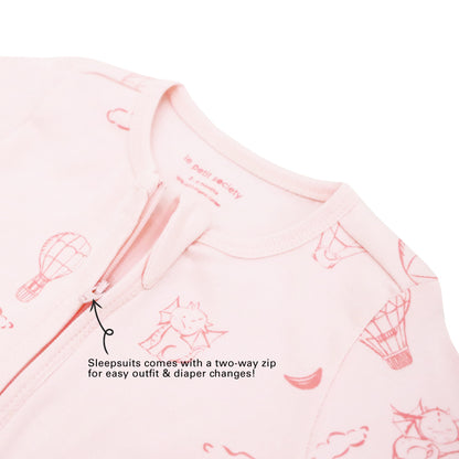 Baby Organic Sleepsuit in Dreamy Dragon - Pink by Le Petit Society — image 4