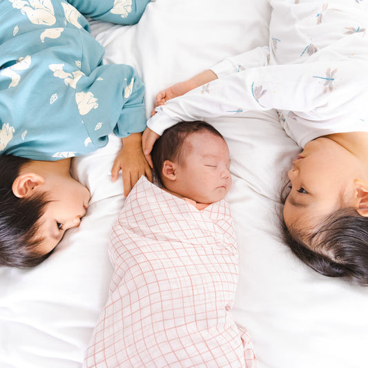 Baby Organic Swaddle in Pink Grid by Le Petit Society