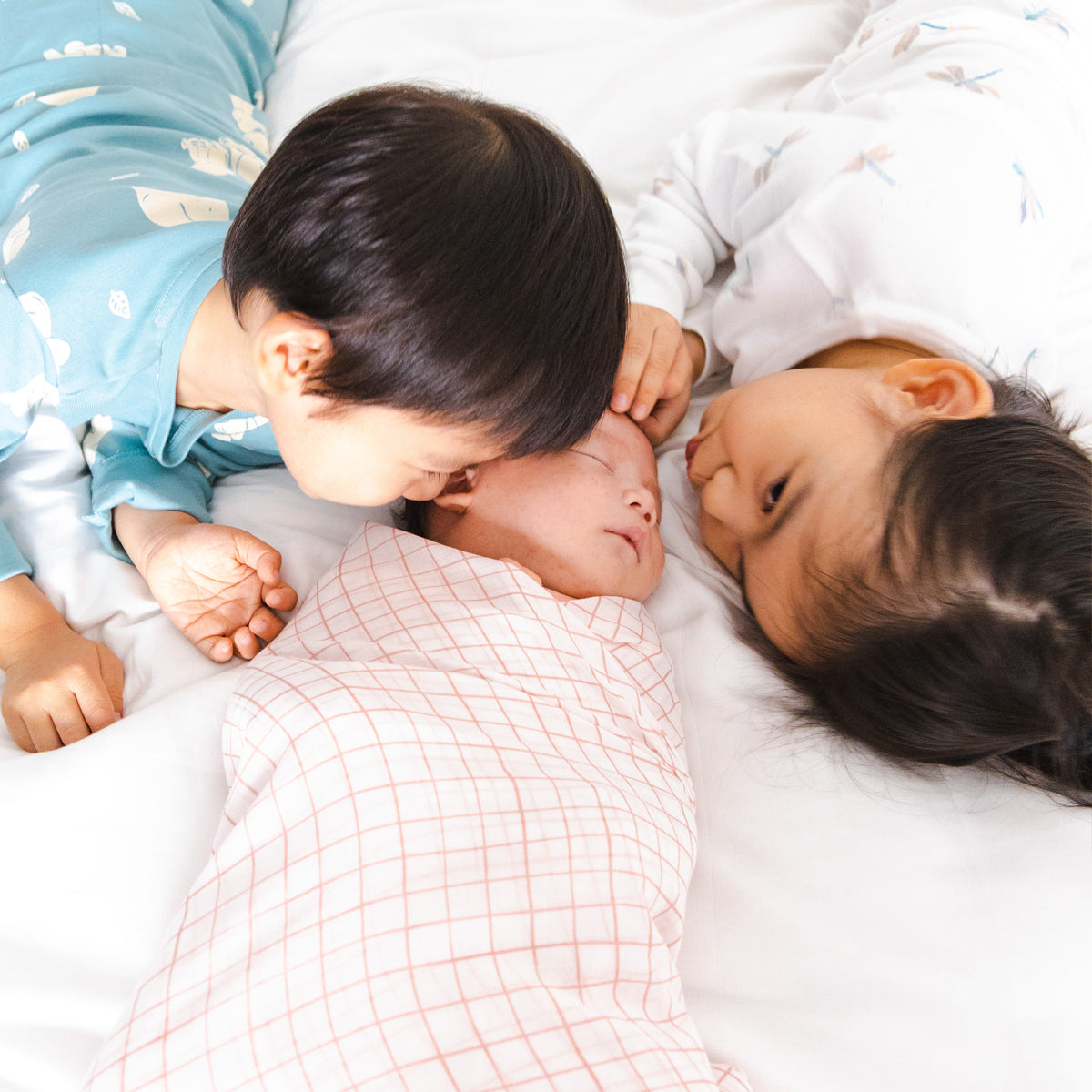 Baby Organic Swaddle in Pink Grid by Le Petit Society — image 7