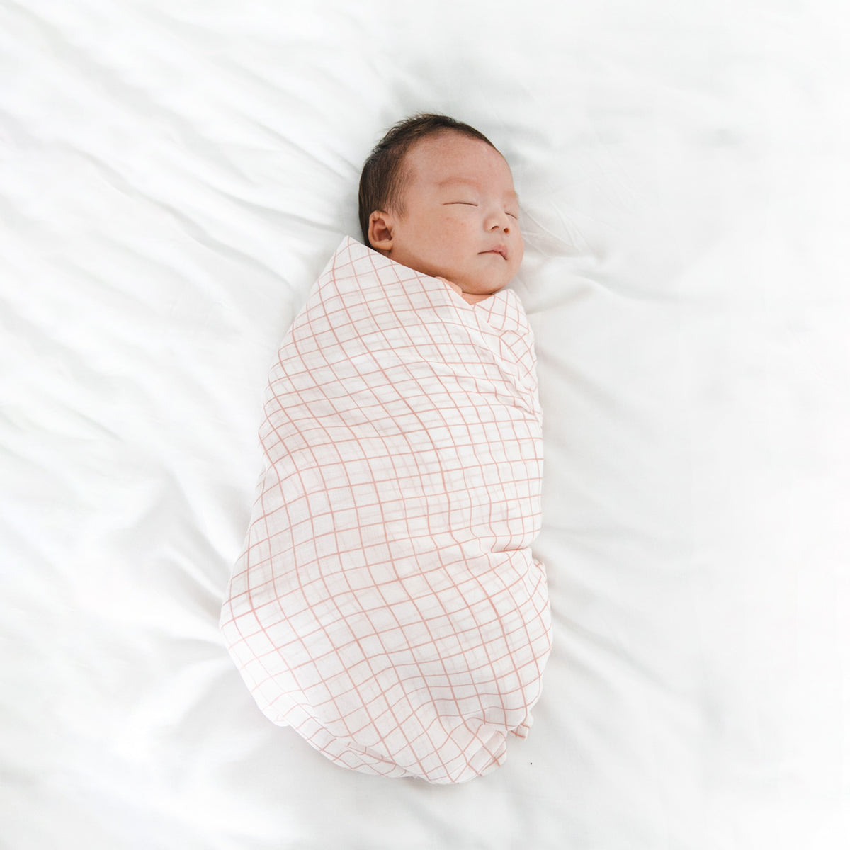 Baby Organic Swaddle in Pink Grid by Le Petit Society — image 2