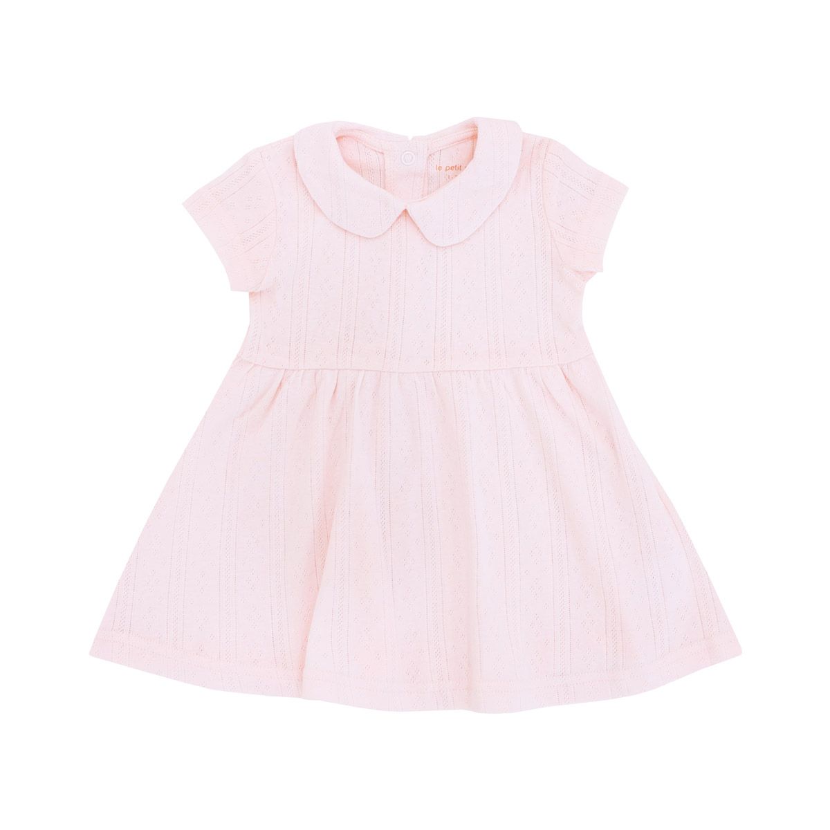 Le Petit Society's baby girl dress in pink pointelle cotton.