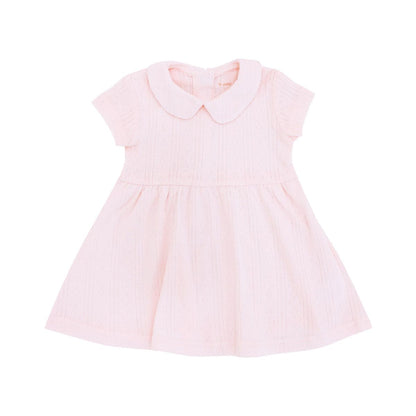 Le Petit Society's baby girl dress in pink pointelle cotton.