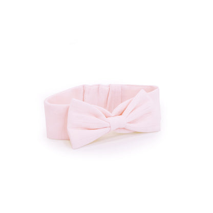 Baby Headband in Pink Pointelle Cotton by Le Petit Society — image 2