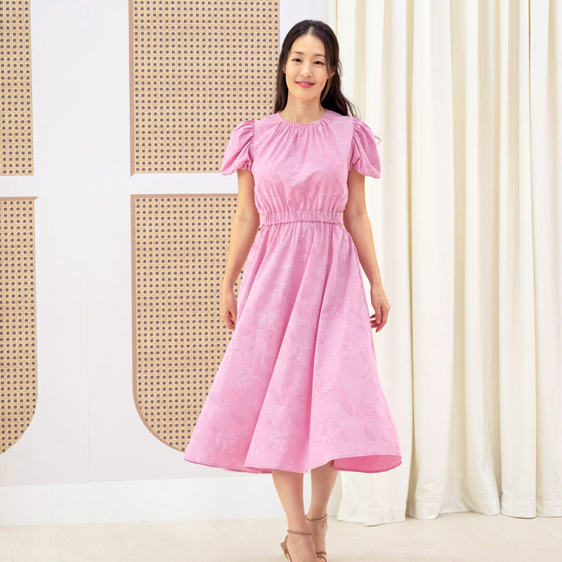 Heritage Series - Ladies Cutout Dress in Pink Orchid Print by Le Petit Society — image 11