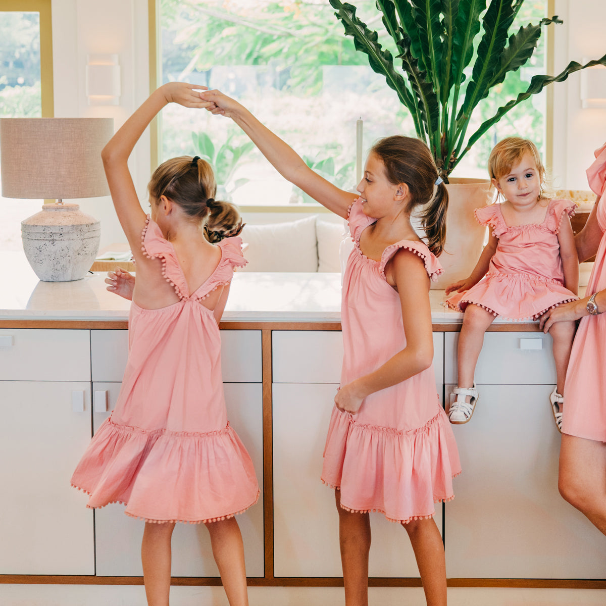 Resort Series - Girls Ruffled Sundress in Pink by Le Petit Society — image 3