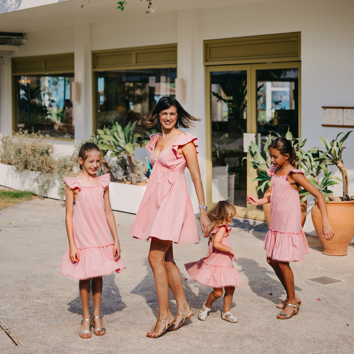 Resort Series - Girls Ruffled Sundress in Pink by Le Petit Society — image 4