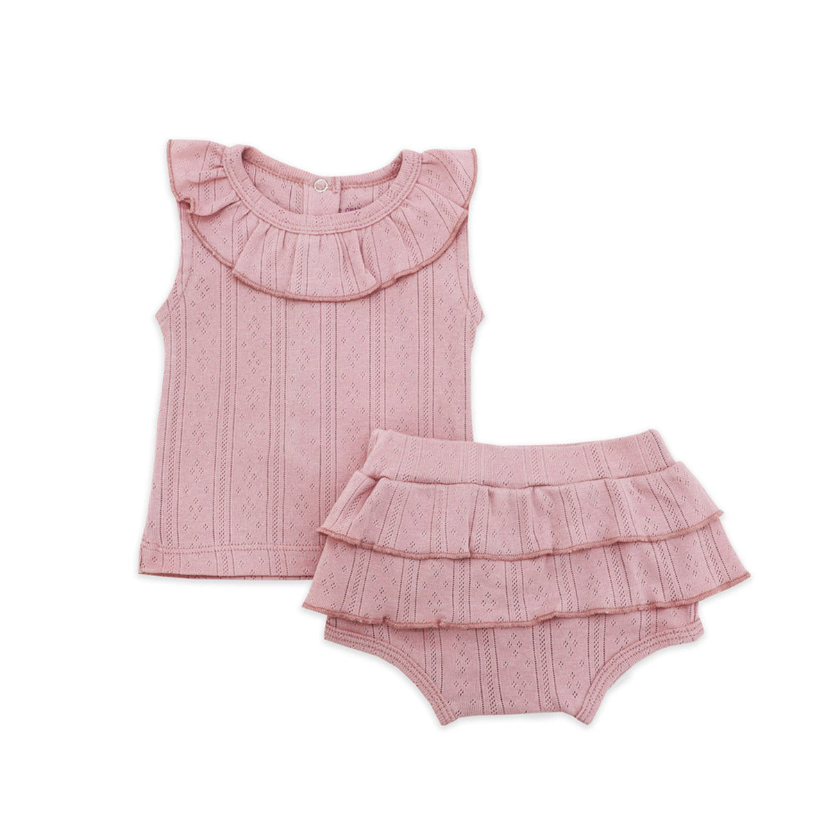 Baby Girl Bloomers in Plum Pointelle Cotton by Le Petit Society — image 5