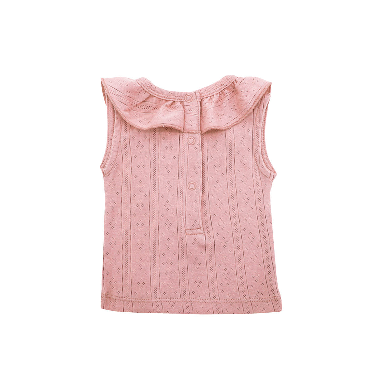 Baby Girl Ruffle Top in Plum Pointelle Cotton by Le Petit Society — image 5