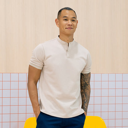Polo Series - Men’s Polo Shirt in Beige by Le Petit Society — image 6