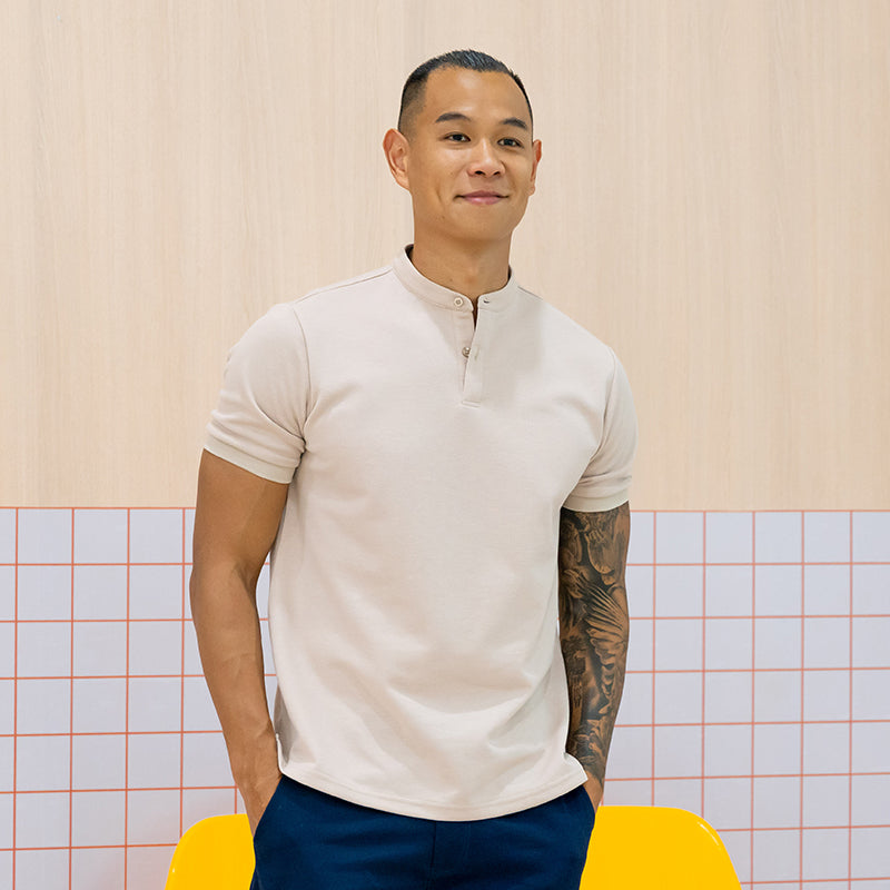Polo Series - Men’s Polo Shirt in Beige by Le Petit Society — image 8