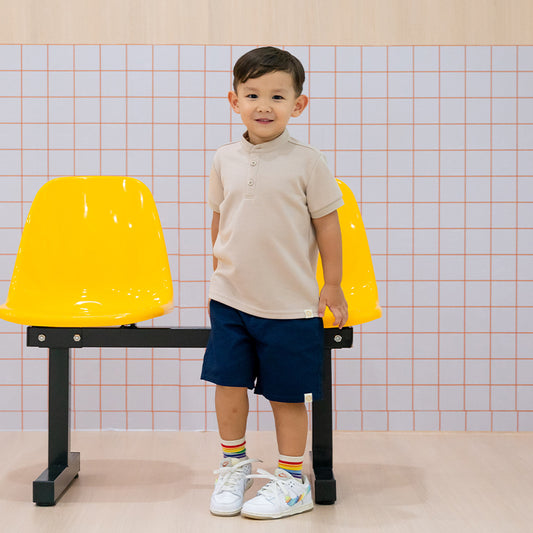 Polo Series - Boys Polo Shirt in Beige by Le Petit Society