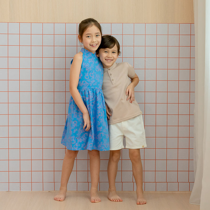 Polo Series - Boys Polo Shirt in Beige by Le Petit Society — image 3