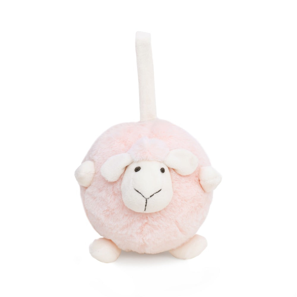 Le Petit Society's pom pom sheep plush toy in baby pink.