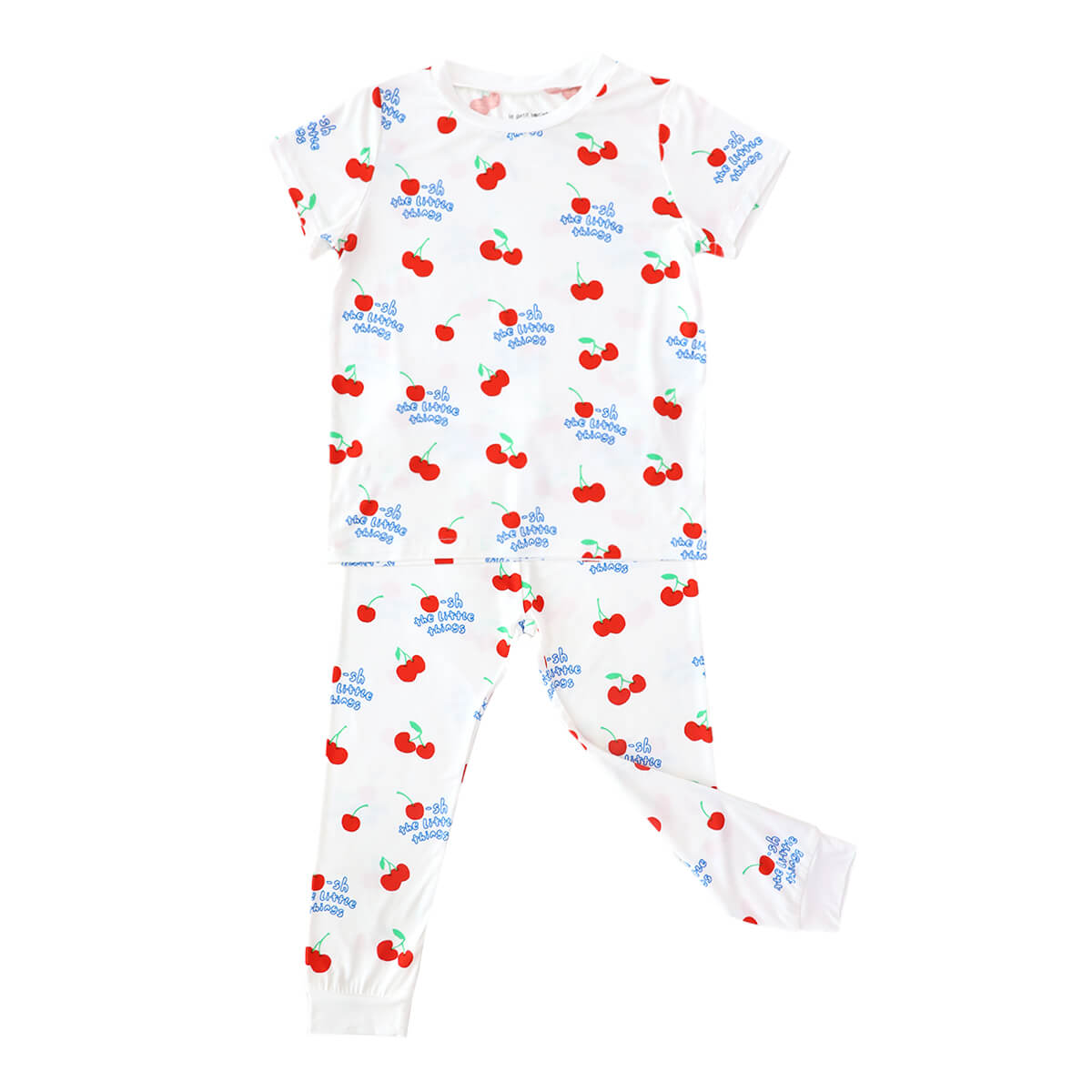 Kids Bamboo Short Sleeves Pyjamas in Cherry Print by Le Petit Society — image 2