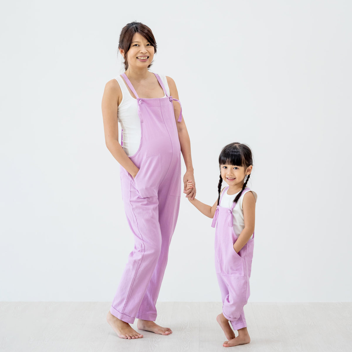 Mama & Mini in Pastel Purple Kids Long Overalls by Le Petit Society — image 5