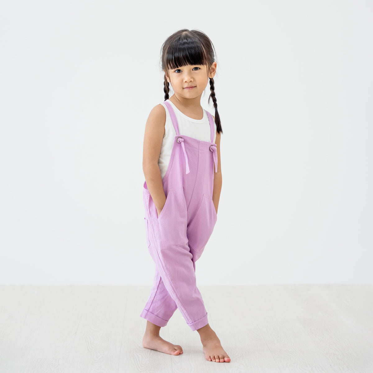 Mama & Mini in Pastel Purple Kids Long Overalls by Le Petit Society — image 14