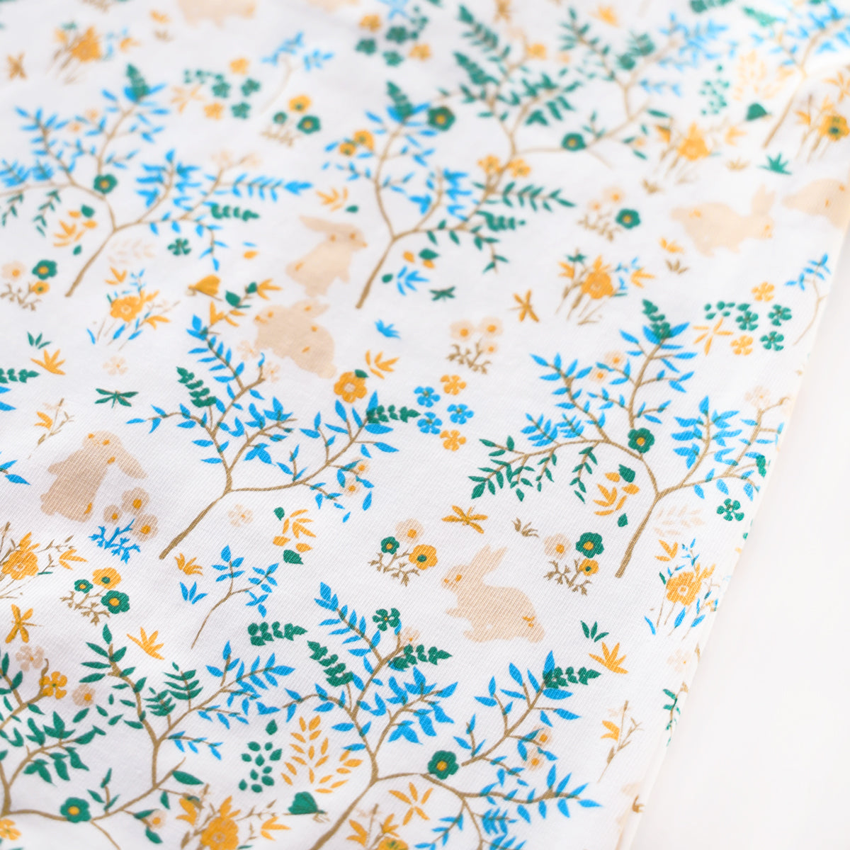 Rabbit Series - Boys Jersey Shirt in Beige Woodlands Print by Le Petit Society — image 7