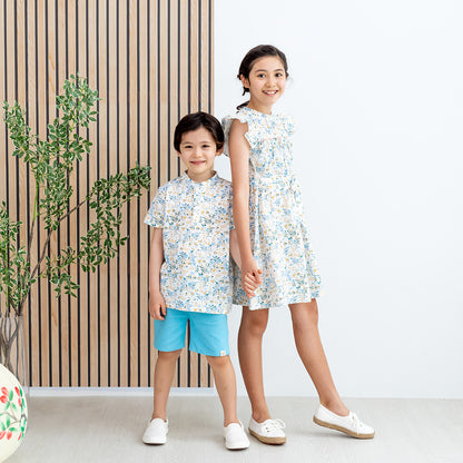 Rabbit Series - Boys Jersey Shirt in Beige Woodlands Print by Le Petit Society — image 5