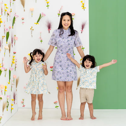 Rabbit Series - Boys Jersey Shirt in Beige Woodlands Print by Le Petit Society — image 9