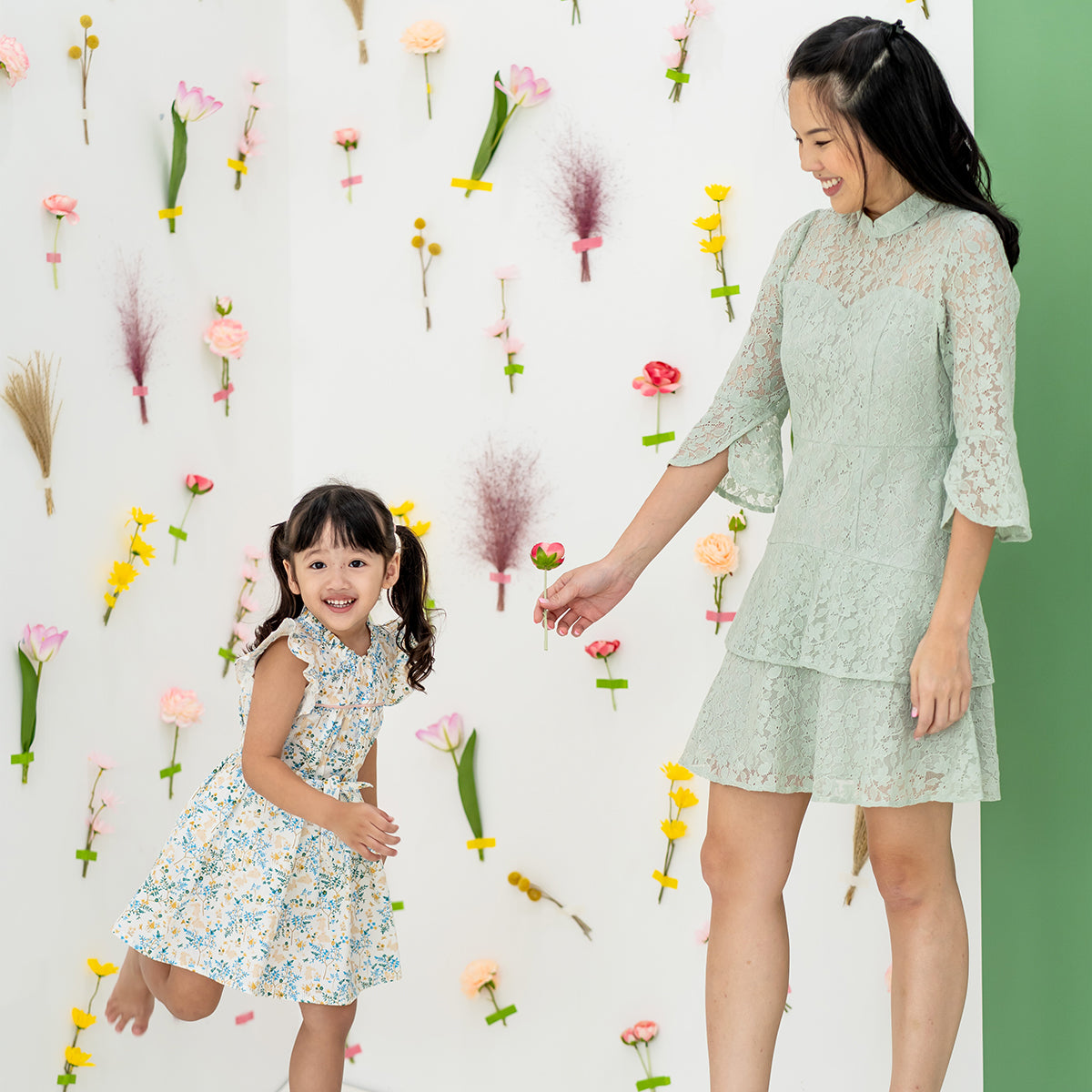 Spring Series - Ladies Bell Sleeve Lace Dress in Sage by Le Petit Society — image 8