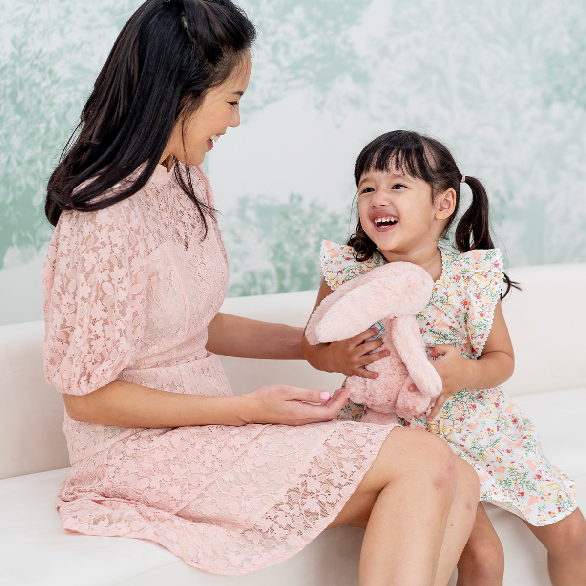 Spring Series - Ladies Puff Sleeve Lace Dress in Pink by Le Petit Society — image 6
