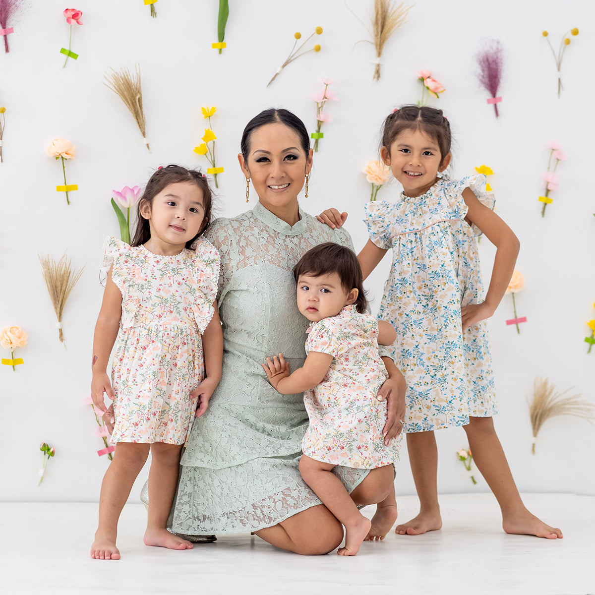 Spring Series - Ladies Bell Sleeve Lace Dress in Sage by Le Petit Society — image 5