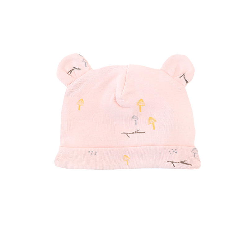 Baby Organic Bear Hat in Pink Rabbit Print by Le Petit Society — image 4