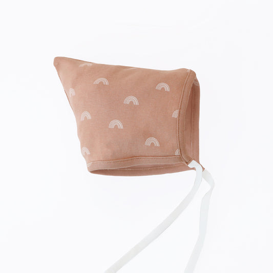 Organic Baby Bonnet Hat in Rainbow Print by Le Petit Society
