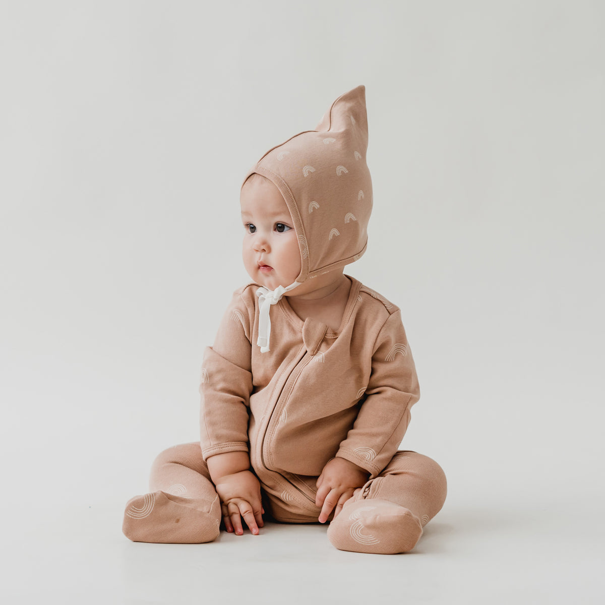 Organic Baby Bonnet Hat in Rainbow Print by Le Petit Society — image 5