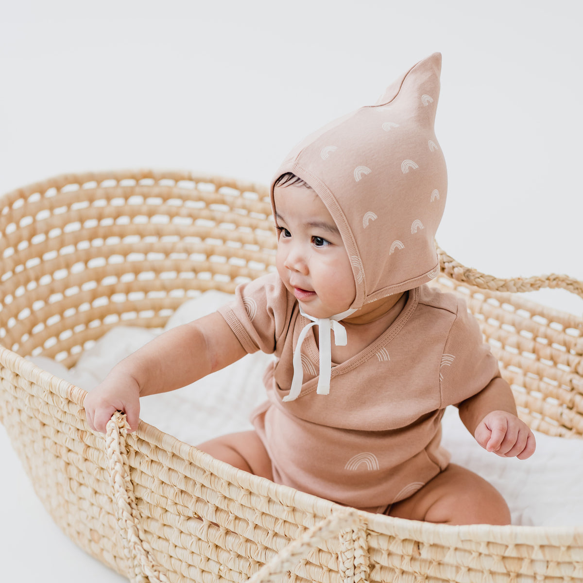 Baby Organic Kimono Romper in Rainbow Print by Le Petit Society — image 7