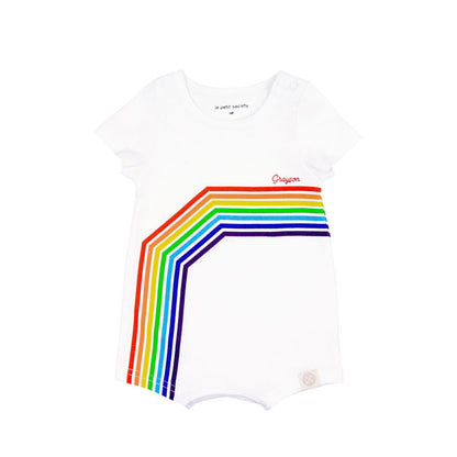 Rainbow Series - Baby Romper in White (Left Arc) by Le Petit Society — image 2
