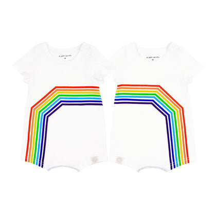 Rainbow Series - Baby Romper in White (Left Arc) by Le Petit Society — image 7