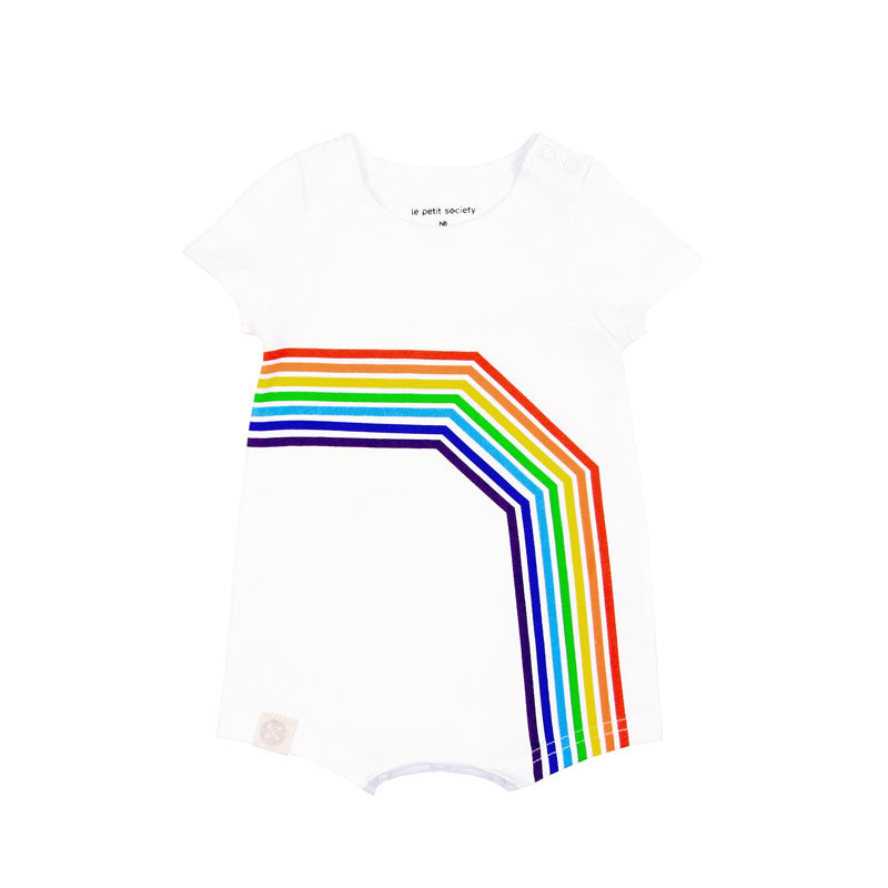 Rainbow Series - Baby Romper in White (Right Arc) by Le Petit Society
