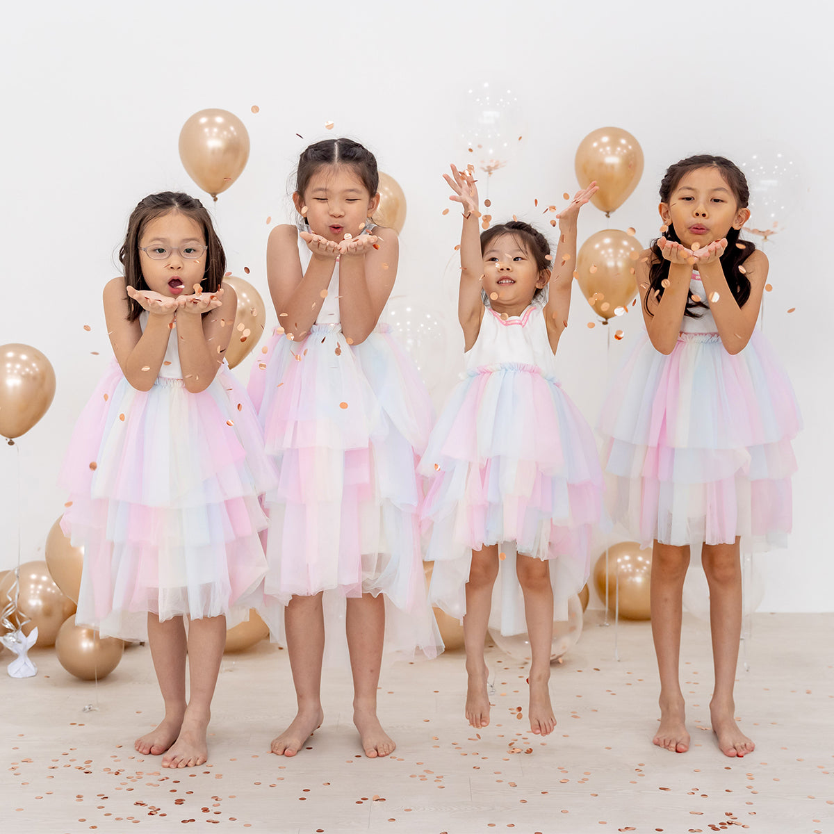 Flower Girl Series - Cascading Dress in Rainbow by Le Petit Society — image 3
