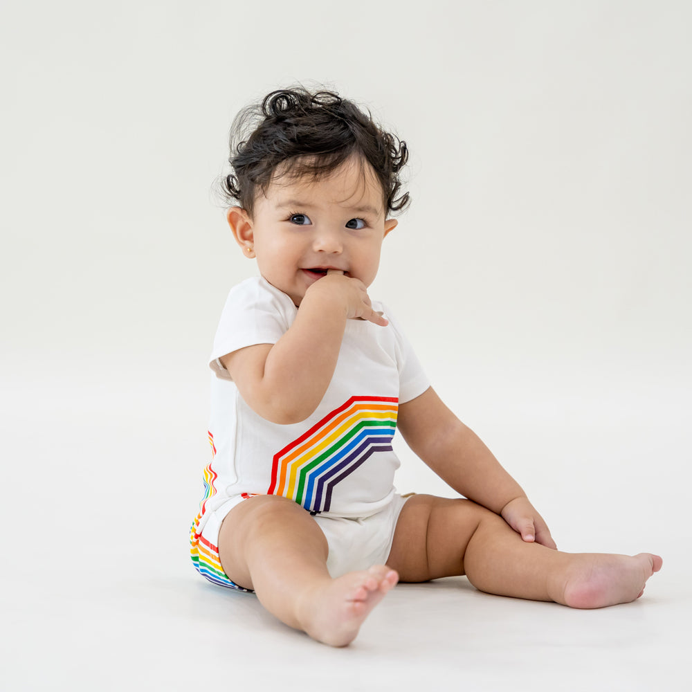 Rainbow Series - Baby Romper in White (Left Arc) by Le Petit Society