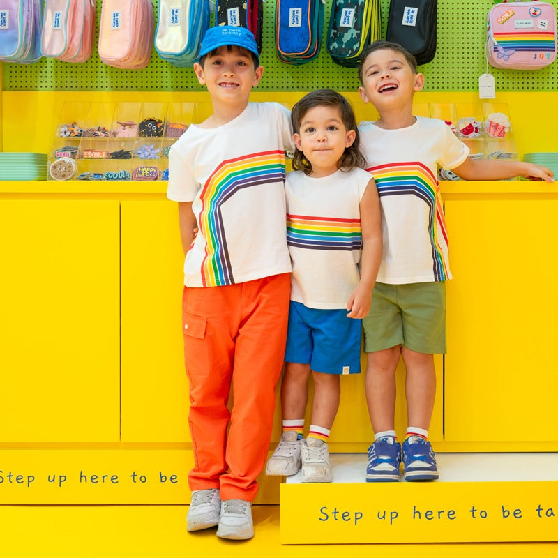Rainbow Series - Kids Tee in White (Right Arc) by Le Petit Society — image 4