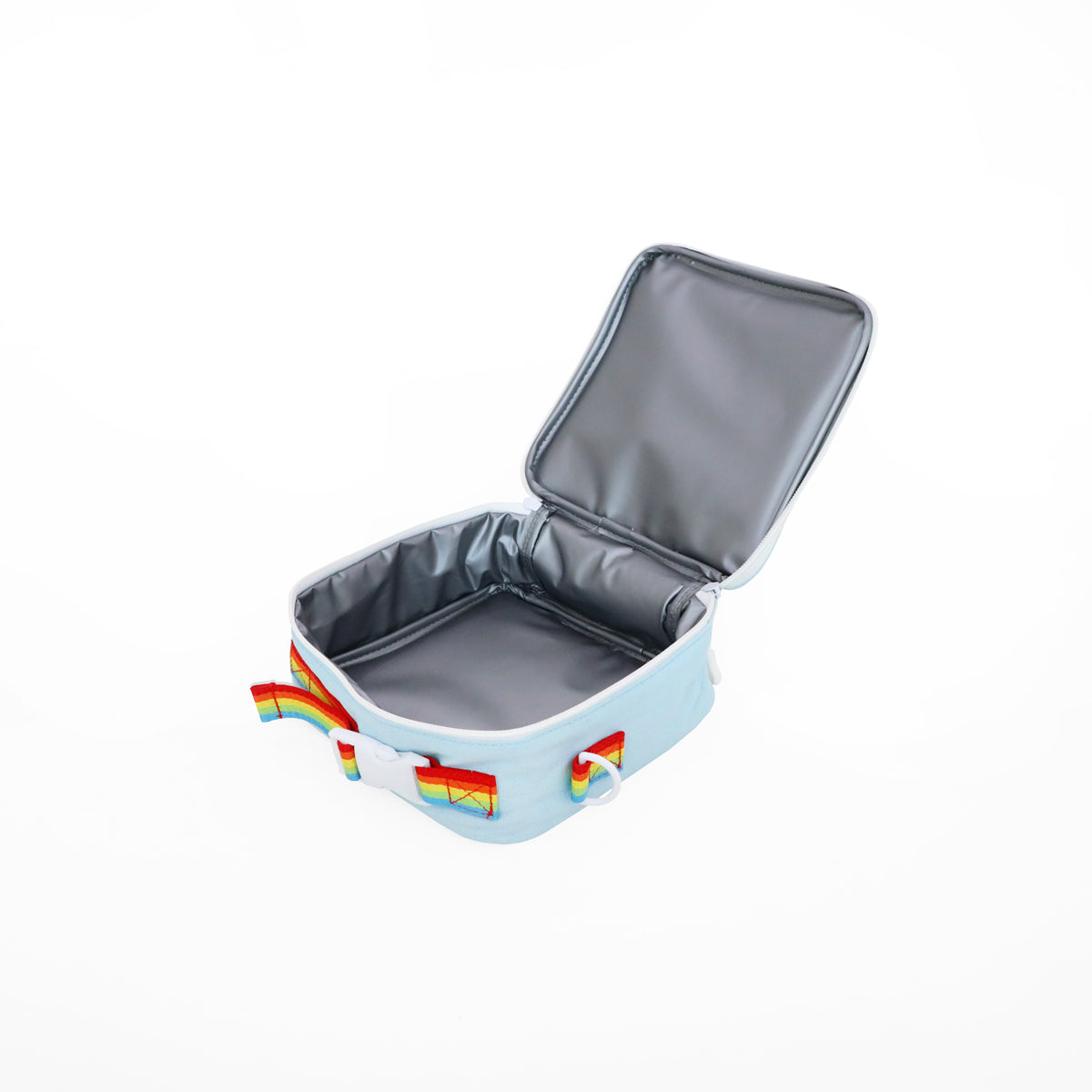 The interior of Le Petit Society's thermal snack bag, which is lined with an insulated PEVA lining.