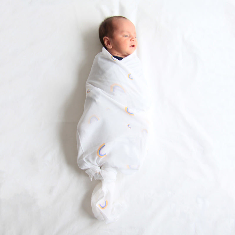 Baby Organic Swaddle in Rainbow by Le Petit Society — image 4